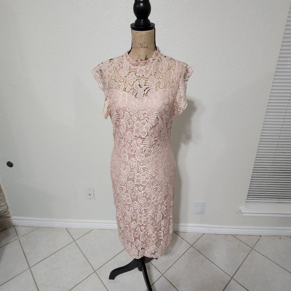 ENFOCUS Studio rose pink lace‎ midi dress size 14